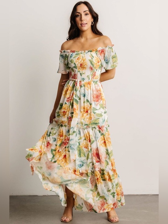 Baltic Born Dresses & Skirts - BALTIC BORN SIZE 2X white maxi floral dress off the shoulder Britney